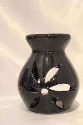 Buhardanlık Lotus Çiçeği Uzun Buhurdanlık Siyah Elişi Hand Made thumbnail 1