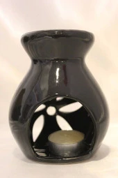 Buhardanlık Lotus Çiçeği Uzun Buhurdanlık Siyah Elişi Hand Made thumbnail 6