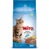 Mito Mix Adult Cat Tavuklu ve Balıklı Renkli Taneli Yetişkin Kedi Maması 15 Kg - 1