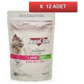 Bonacibo Pouch Kuzu Etli Kısır Kedi Konservesi 85 gr (12 Adet) - 1
