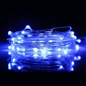 4 METRE MAVİ PİLLİ LED IŞIK SABİT YANAR MİCRO DÖKME LED SU GEÇİRMEZ ULTRA PARLAK CANLI MAVİ IŞIK - 4