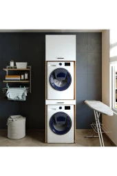 ROOMART Çamaşır Ve Kurutma Makinesi Dolabı+üst Dolabı 67x240 Cm - 1