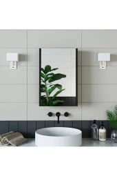 Roomart Banos Banyo Kulpsuz Tek Kapaklı Ahşap Siyah 40 Cm Aynalı Banyo Üst Dolabı - 1