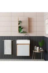 ROOMART Ayaksız Tek Kapaklı Lavabolu 50 Cm Banyo Dolabı Aynalı Üst Dolabı 1954 thumbnail 1