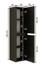 ROOMART Ahşap Siyah Suntalam 130 X 35 Cm Banyo Boy Dolabı thumbnail 2