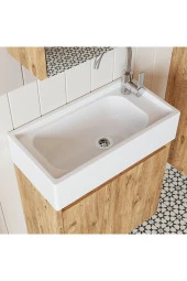 ROOMART Ayaksız Tek Kapaklı Lavabolu 50 Cm Banyo Dolabı+aynalı Üst Dolabı - 2