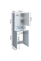 ROOMART Cd7 Çok Amaçlı Banyo Üst Dolaplı Çamaşır Makinesi Dolabı Takımı - Mat Beyaz - 1