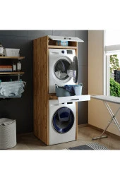 ROOMART Çamaşır Ve Kurutma Makinesi Dolabı+üst Dolabı 67x205 Cm thumbnail 2