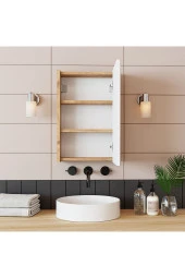 ROOMART Banos Banyo Kulpsuz Tek Kapaklı Atlantik-beyaz 40 Cm Mini Aynalı Banyo Üst Dolabı - 3