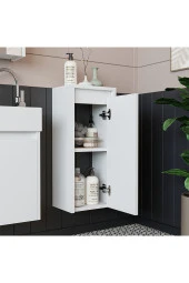 ROOMART Ayaksız Tek Kapaklı Lavabolu Mat Beyaz 50 Cm Banyo Dolabı Aynalı Üst Dolabı Boy Dolabı thumbnail 5