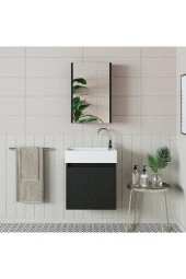 ROOMART Ayaksız Tek Kapaklı Lavabolu 50 Cm Banyo Dolabı+aynalı Üst Dolabı - 3