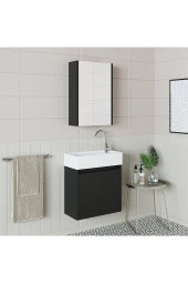 ROOMART Ayaksız Tek Kapaklı Lavabolu 50 Cm Banyo Dolabı+aynalı Üst Dolabı - 4
