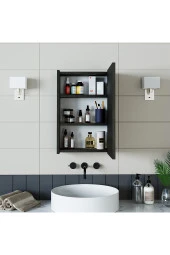 Roomart Banos Banyo Kulpsuz Tek Kapaklı Ahşap Siyah 40 Cm Aynalı Banyo Üst Dolabı - 3