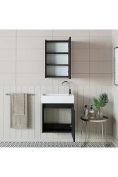 ROOMART Ayaksız Tek Kapaklı Lavabolu 50 Cm Banyo Dolabı+aynalı Üst Dolabı - 5