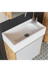 ROOMART Ayaksız Tek Kapaklı Lavabolu 50 Cm Banyo Dolabı Aynalı Üst Dolabı 1954 thumbnail 2