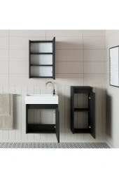 ROOMART Ayaksız Tek Kapaklı Lavabolu 50 Cm Banyo Dolabı+aynalı Üst Dolabı+boy Dolabı - 4