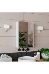 ROOMART Banos Banyo Kulpsuz Tek Kapaklı Mat Beyaz 40 Cm Mini Aynalı Banyo Üst Dolabı - 2