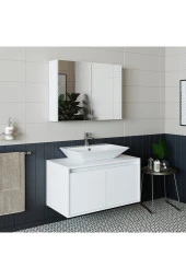 ROOMART Banos Banyo Tm7.2 Mat Beyaz Mdf 85 Cm Banyo Dolabı + Aynalı Banyo Üst Dolabı thumbnail 2