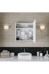 ROOMART Banos Banyo Ad7 Kulpsuz Tek Kapaklı Mat Beyaz Mdf 60 Cm Aynalı Banyo Üst Dolabı - 2