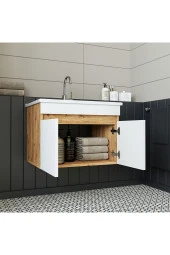 ROOMART Lavabolu Atlantik-beyaz Mat Mdf 65 Cm Banyo Alt Dolabı - 5