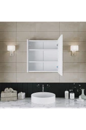 ROOMART Banos Banyo Ad7 Kulpsuz Tek Kapaklı Mat Beyaz Mdf 60 Cm Aynalı Banyo Üst Dolabı - 3