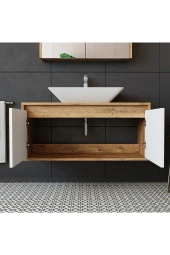 ROOMART Ld7 Ayaksız 2 Kapaklı Lavabolu Ahşap-mat Beyaz Mdf 100 Cm Banyo Dolabı thumbnail 4