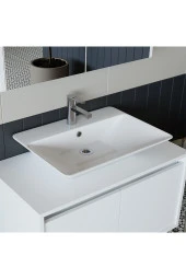 ROOMART Banos Banyo Tm7.2 Mat Beyaz Mdf 85 Cm Banyo Dolabı + Aynalı Banyo Üst Dolabı thumbnail 1