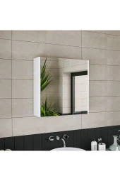 ROOMART Banos Banyo Ad7 Kulpsuz Tek Kapaklı Mat Beyaz Mdf 60 Cm Aynalı Banyo Üst Dolabı - 5