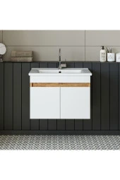 ROOMART Lavabolu Atlantik-beyaz Mat Mdf 65 Cm Banyo Alt Dolabı - 1