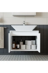 ROOMART Banos Banyo Ld7 65 Cm Ayaksız 2 Kapaklı Lavabolu Mat Beyaz Mdf thumbnail 2