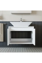 ROOMART Banos Banyo Ld7 65 Cm Ayaksız 2 Kapaklı Lavabolu Mat Beyaz Mdf thumbnail 4