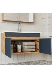 ROOMART  Lavabolu  Atlantik - Antrasit Mat Mdf 85 Cm Alt Dolap Aynalı Üst Dolap thumbnail 4