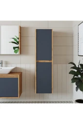 ROOMART Bd2 Ayaksız 2 Kapaklı Ahşap-antrasit 130 X 35 Cm Banyo Boy Dolabı - 1