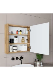 ROOMART Ad7 Kulpsuz Tek Kapaklı Ahşap-mat Beyaz Mdf 60 Cm Aynalı Banyo Üst Dolabı Banos1753 thumbnail 2