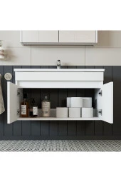 ROOMART Roomart Ld3 Ayaksız 2 Kapaklı Lavabolu Beyaz Mdf 85 cm Banyo Dolabı - 1