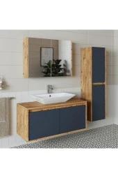 ROOMART Roomarttm7.3 Lavabolu Ahşap-antrasit Mdf 100cm Banyo Dolabı+aynalı Banyo Üst Dolabı+banyo Boy Dolabı - 4