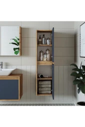 ROOMART Bd2 Ayaksız 2 Kapaklı Ahşap-antrasit 130 X 35 Cm Banyo Boy Dolabı - 4