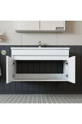 ROOMART Roomart Ld3 Ayaksız 2 Kapaklı Lavabolu Beyaz Mdf 85 cm Banyo Dolabı - 3