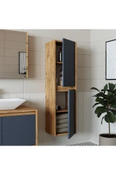 ROOMART Bd2 Ayaksız 2 Kapaklı Ahşap-antrasit 130 X 35 Cm Banyo Boy Dolabı - 3