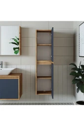 ROOMART Bd2 Ayaksız 2 Kapaklı Ahşap-antrasit 130 X 35 Cm Banyo Boy Dolabı - 5