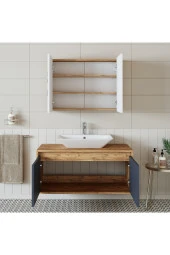 ROOMART Roomart Tm7.2 Lavabolu Ahşap-antrasit Mdf 100 Cm Banyo Dolabı + Aynalı Banyo Üst Dolabı - 3