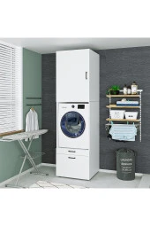 ROOMART Çamaşır-kurutma Makinesi Dolabı + Üst Dolabı Mat Beyaz 240x67 - 1