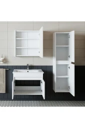 ROOMART Tm3 Ayaksız 2 Kapaklı Lavabolu Beyaz Mdf 65 Cm Banyo Dolabı Aynalı Üst Dolap Boy Dolabı - 4