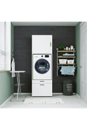 ROOMART Çamaşır-kurutma Makinesi Dolabı + Üst Dolabı Mat Beyaz - 2