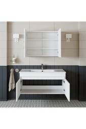 ROOMART Roomart Al3 Ayaksız 2 Kapaklı Lavabolu Beyaz Mdf 100 Cm Banyo Dolabı Aynalı Üst Dolabı - 5