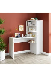 ROOMART ROMA RAFLI ÇALIŞMA MASASI , ÇALIŞMA OFİS MASASI SAĞ DOLAP MAT BEYAZ - 5