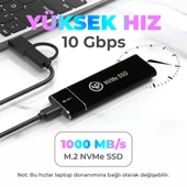 NPO DK02 NVMe M.2 900/1000Mb/s 1TB USB-A/Type-C Kablolu Taşınabilir Harici SSD - 6