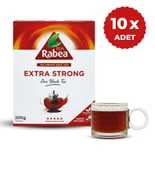 Rabea Tea Extra Strong Zengin Aromalı Siyah Çay 200 gr X10 Paket - 1