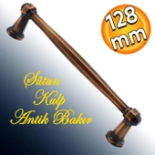 Sütun Düz Metal 128 mm Eskitme Antik Bakır Mobilya Mutfak Çekmece Dolap Dolabı Kulpu Kulbu Kulpları - 1
