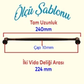 Sütun Düz Metal 224 mm Eskitme Antik Bakır Mobilya Mutfak Çekmece Dolap Dolabı Kulpu Kulbu Kulpları - 2